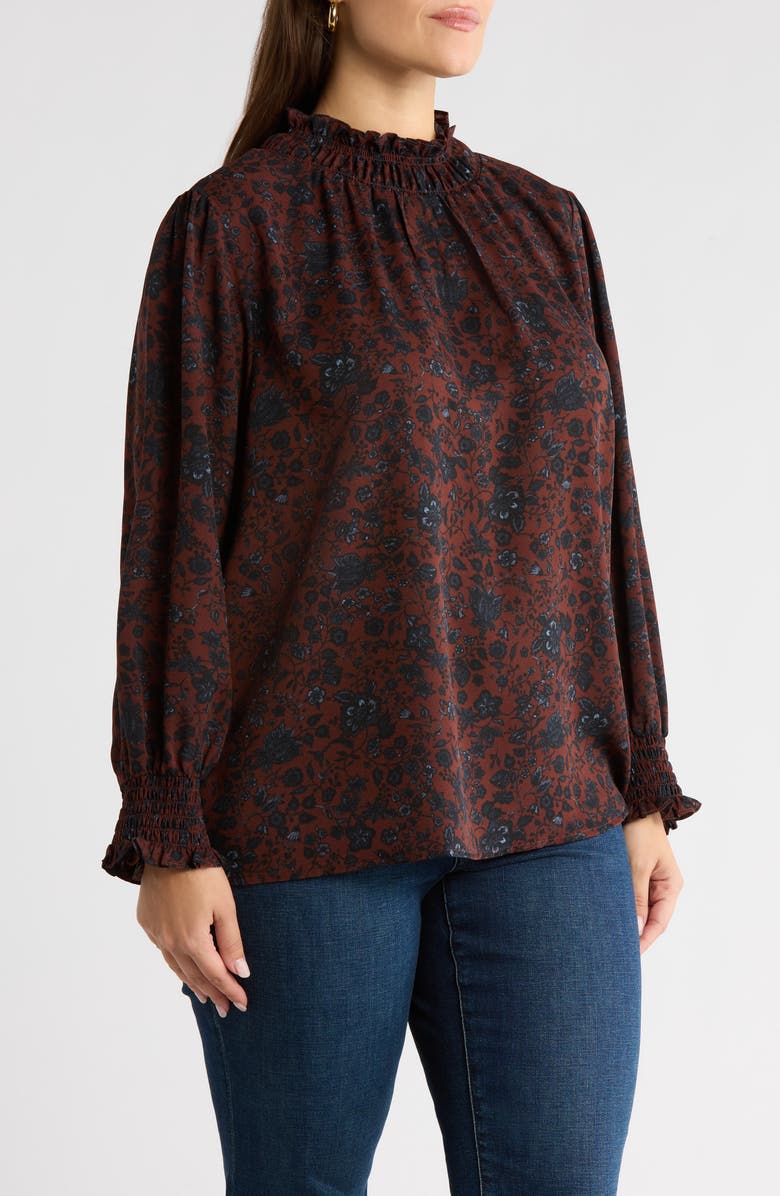 SUGARLIPS Kalida Ruffle Collar Top, Alternate, color, Chocolate