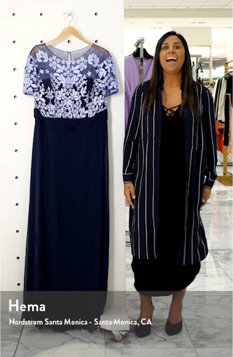 Floral Embroidered Chiffon Gown, sales video thumbnail