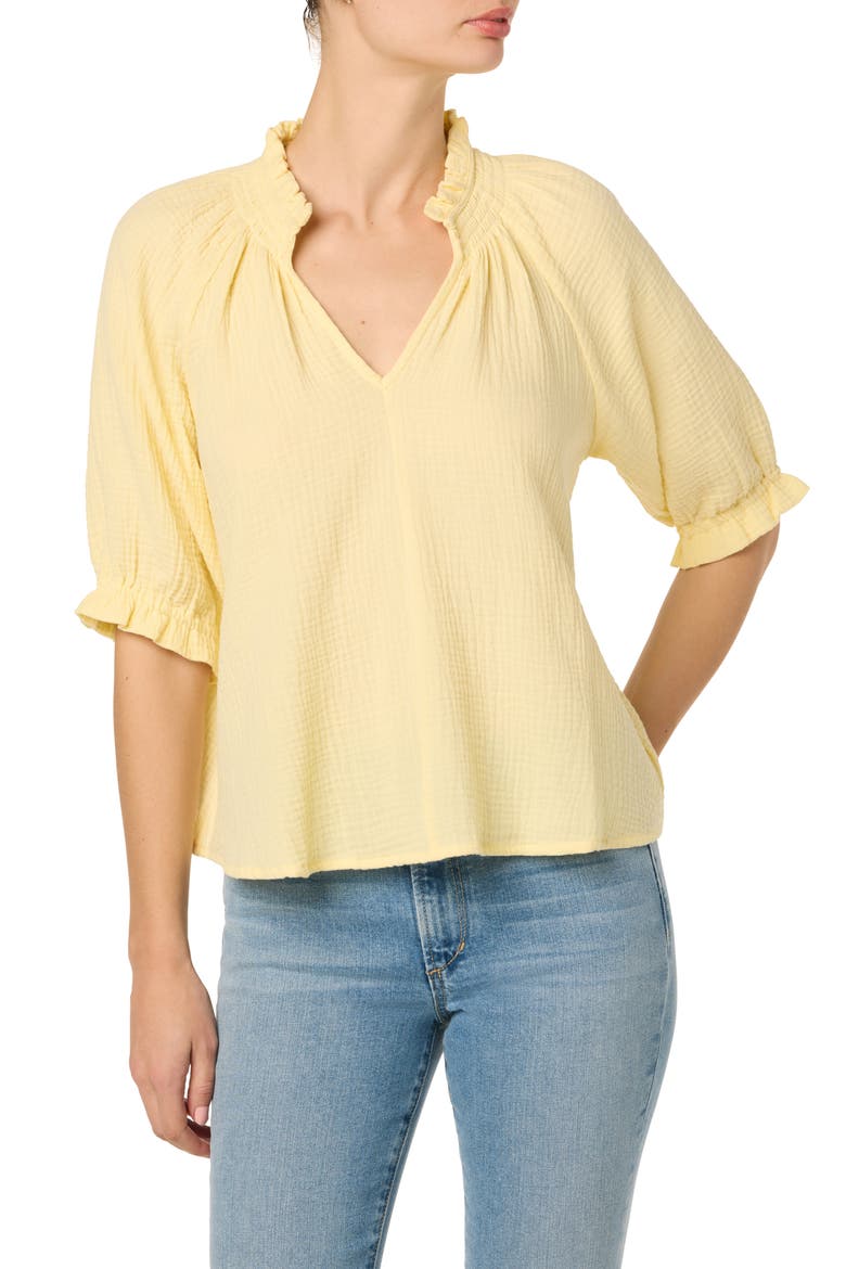 Elbow Sleeve Cotton Gauze Top, Main, color, ANISE FLOWER