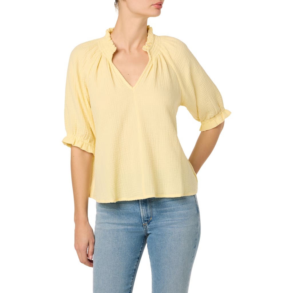 Shop Joe's Elbow Sleeve Cotton Gauze Top In Anise Flower