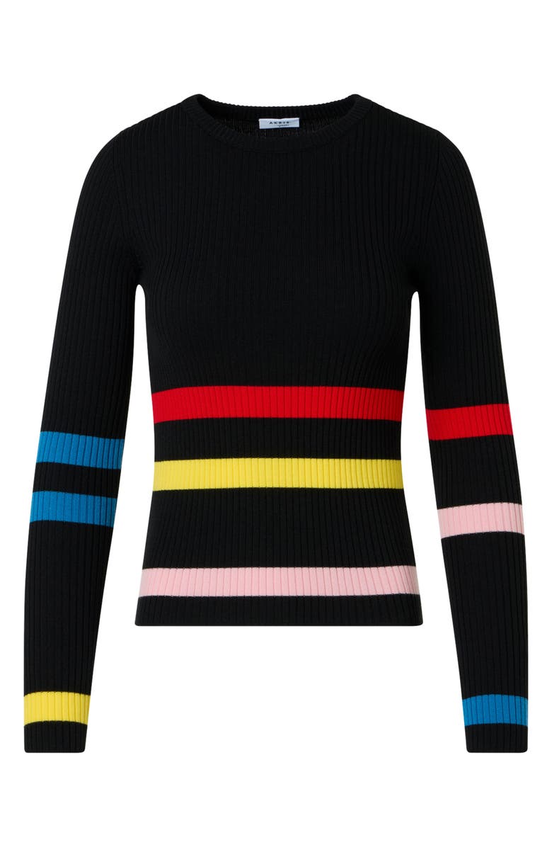 Akris punto Stripe Virgin Wool Rib Sweater, Alternate, color, Black-Multicolor