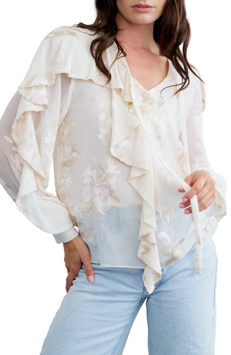 CIEBON Rosa Ruffle Top, Main, color, Cream