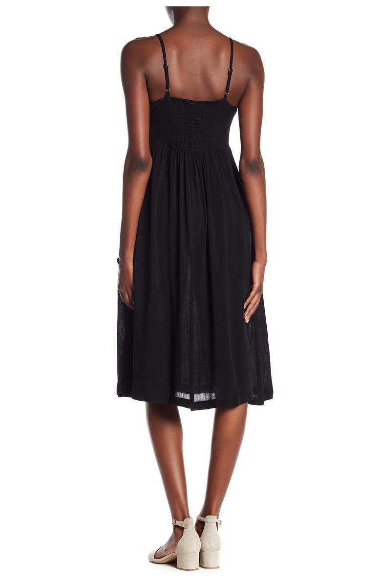 Good Luck Gem Button Front Sleeveless Midi Dress, Main, color,