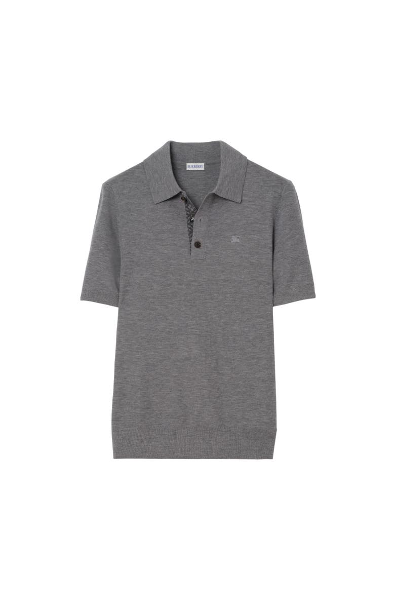 Burberry Cashmere Polo Shirt, Alternate, color, Mid Grey Melange