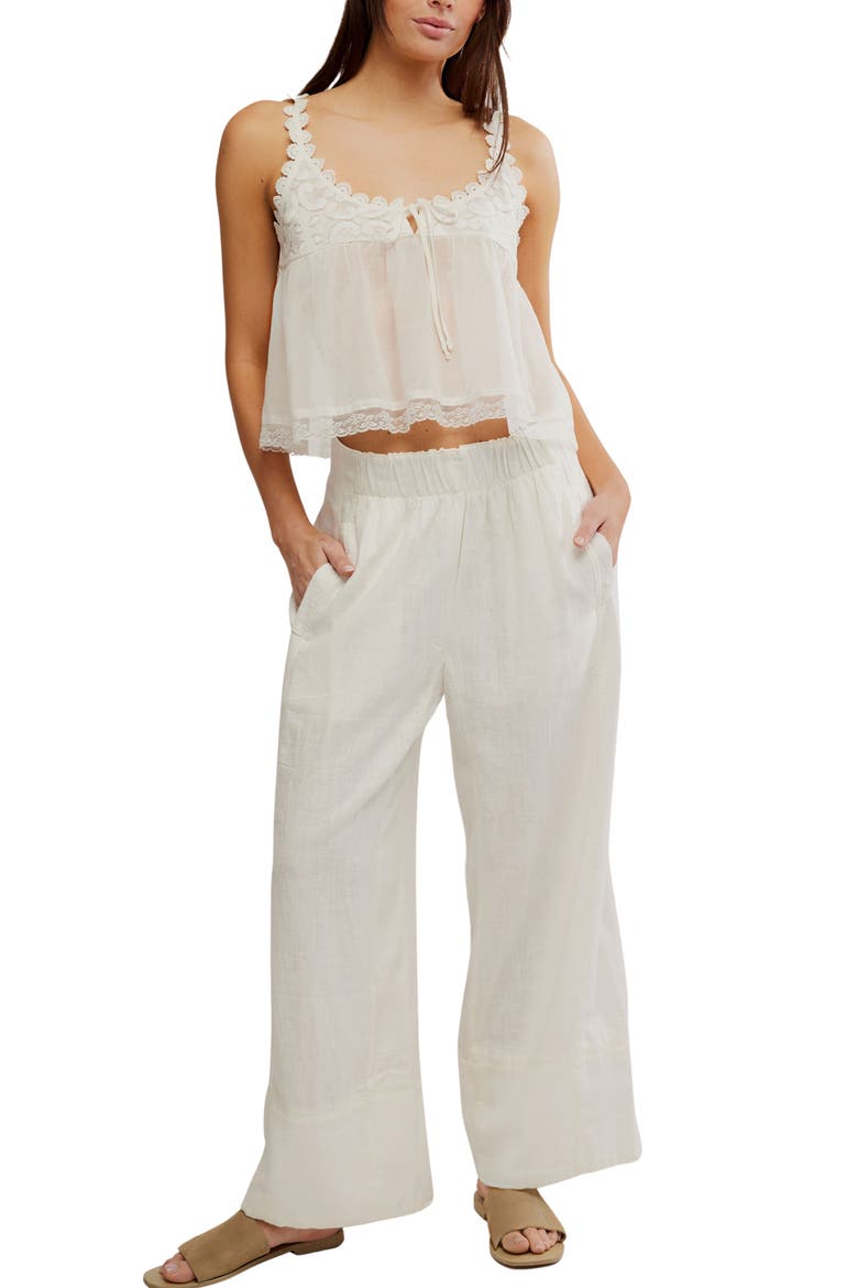 Days End Pull-On Linen Blend Wide Leg Pants, Alternate, color, CLEAN IVORY