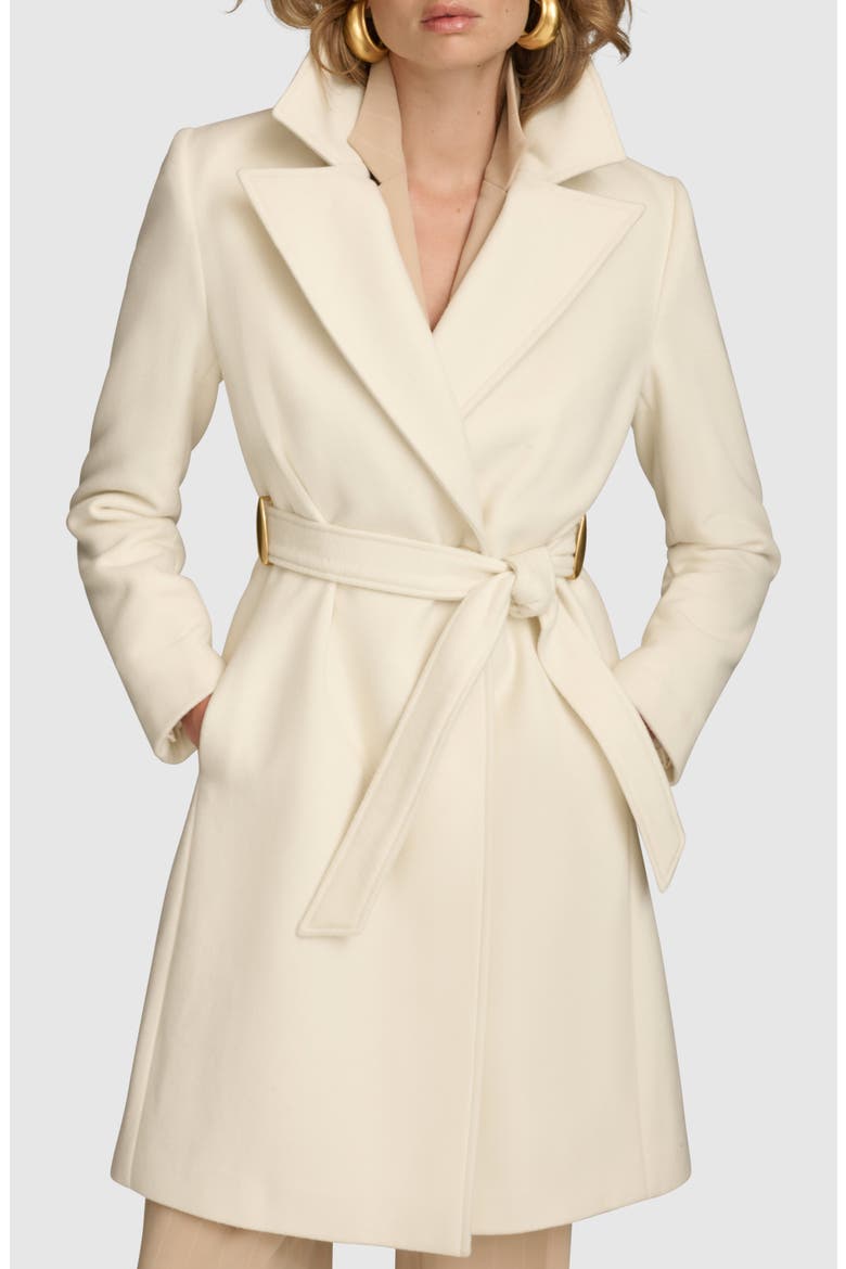 Belted Wool Blend Coat, Alternate, color, IVORY