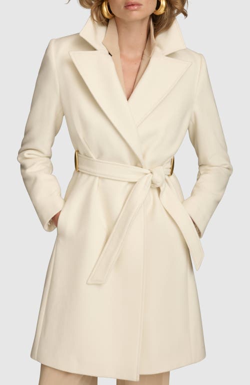 Donna Karan New York Belted Wool Blend Coat In Gray