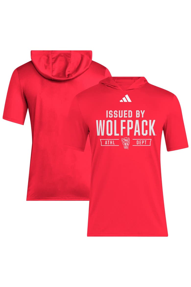 Men's adidas Red NC State Wolfpack 2025 AREOREADY Sideline Training Hooded T-Shirt, Main, color, Red