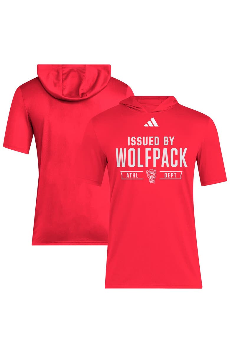 adidas Men's adidas Red NC State Wolfpack 2025 AREOREADY Sideline Training Hooded T-Shirt, Main, color, Red