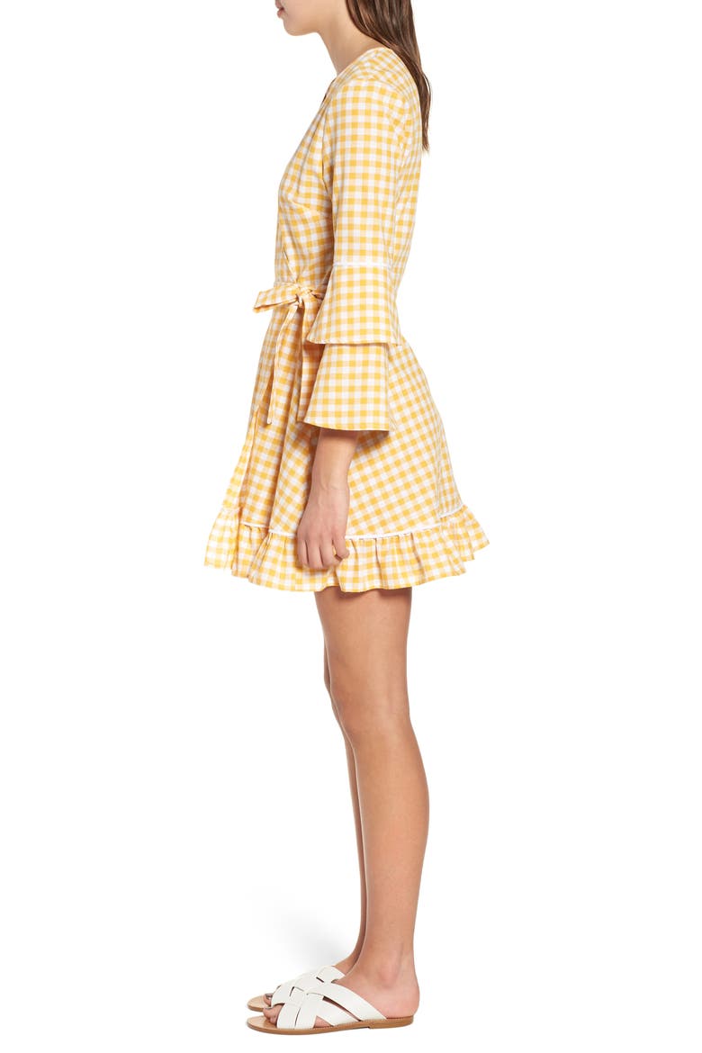 Idyllic Gingham Ruffle Dress, Alternate, color, BUTTERCUP