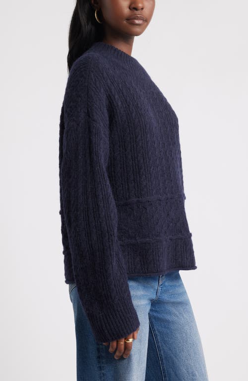 Treasure & Bond Mock Neck Alpaca & Wool Blend Sweater In Blue