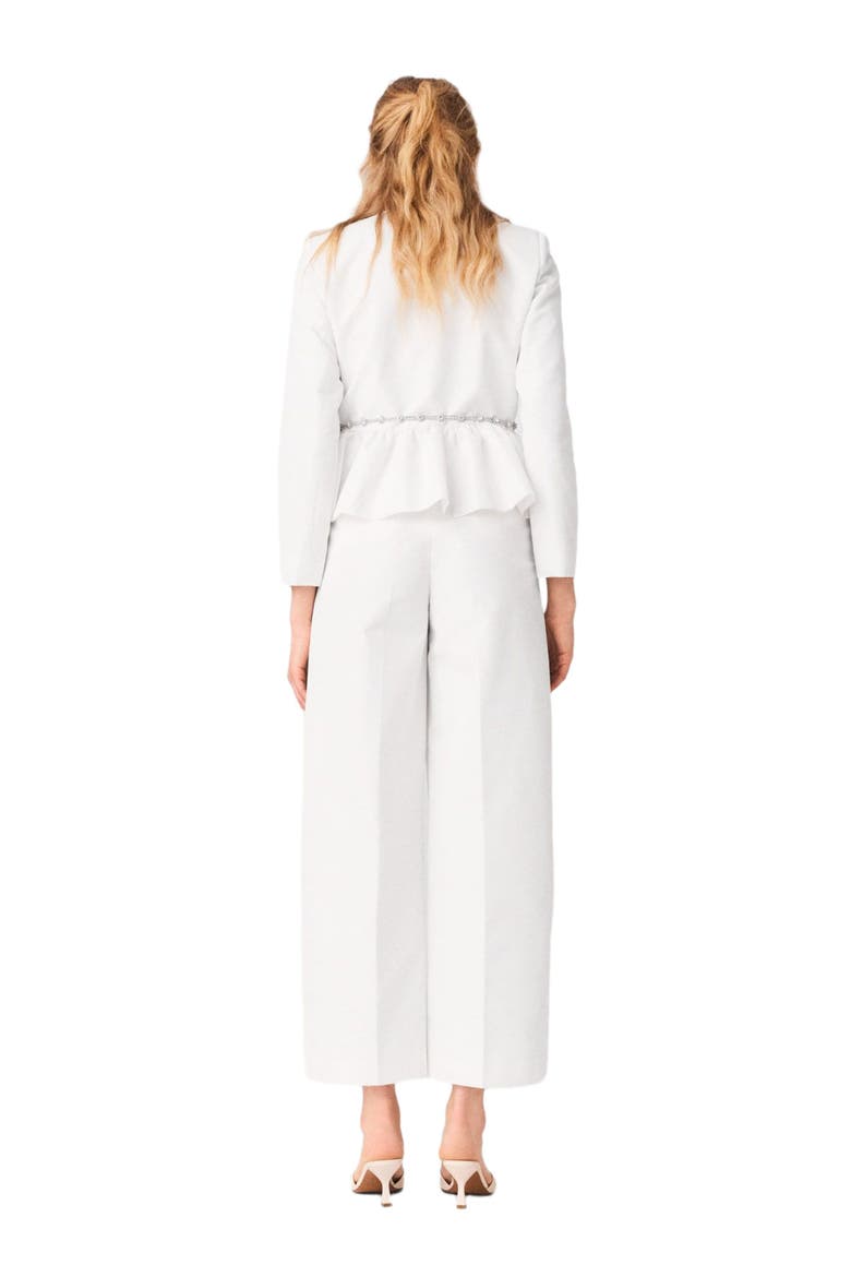 Cropped jacket with jewelled belt, Alternate, color, White