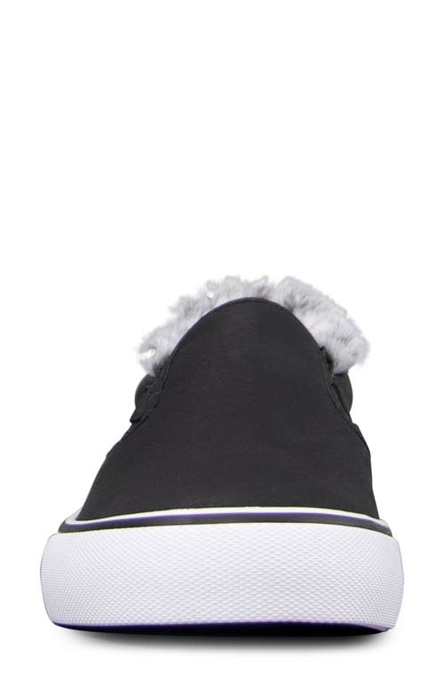 Lugz Clipper Faux Fur Slip-on Sneaker In Black/white