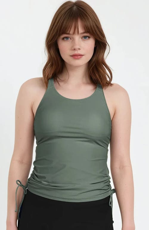 Calypsa Plus Size Maya Tankini Swim Top With Removable Cups In Green
