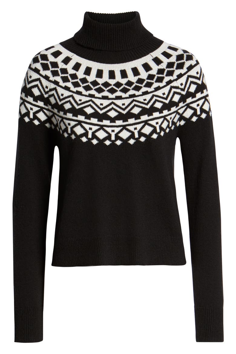 Fair Isle Shrunken Turtleneck Sweater, Alternate, color, BLACK SLOPE SIDE PATTERN
