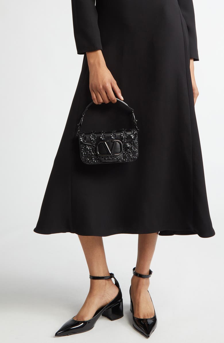 Valentino Garavani Small Locò Floral Logo Leather Shoulder Bag, Alternate, color,