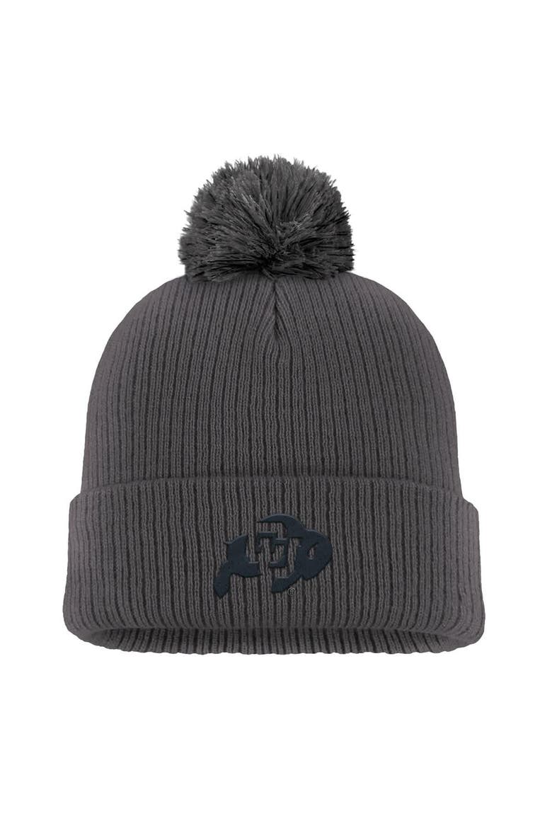 Men's Nike Charcoal Colorado Buffaloes Tonal Peak Cuffed Knit Hat with Pom, Main, color, Charcoal