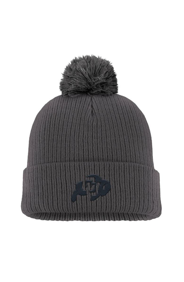 Nike Men's Nike Charcoal Colorado Buffaloes Tonal Peak Cuffed Knit Hat with Pom, Main, color, Charcoal