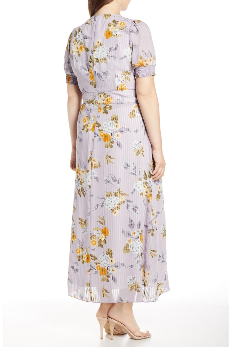 V-Neck Floral Midi Dress, Alternate, color, LILAC FLORAL