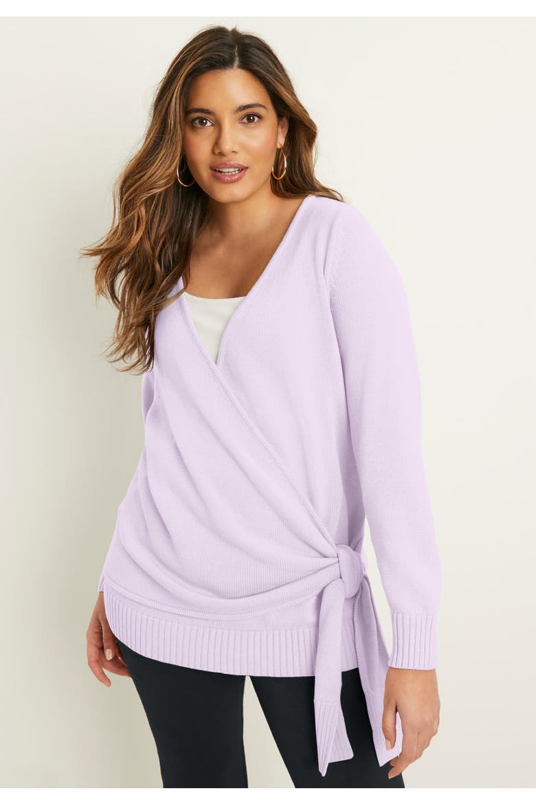 Wrap-Front Cardigan, Alternate, color, BLACK