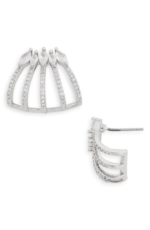 CZ Pavé Caged Huggie Earrings