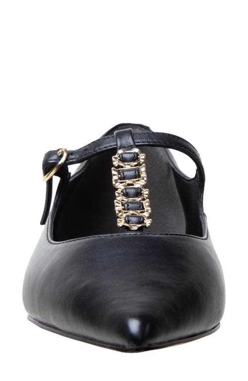 Linea Paolo Corinne Pointed Toe T-strap Flat In Black