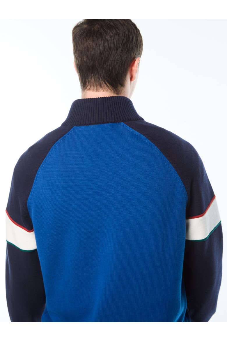 Tricolore Quater-Zip Sweater, Alternate, color, MARITIME BLUE