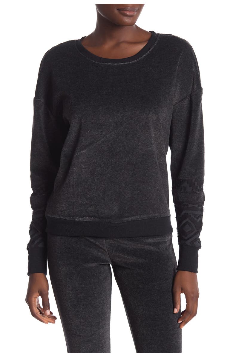 Honeydew Geo Cuff Velour Sweatshirt, Main, color,