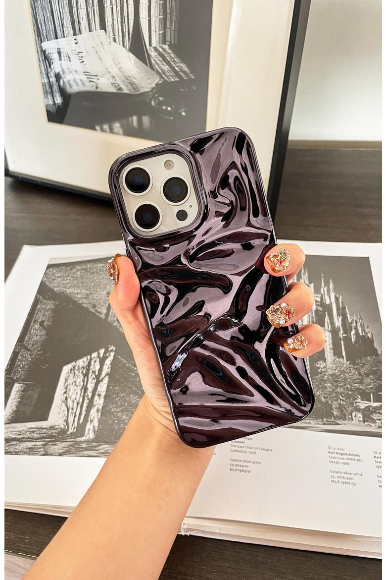 Black Crinkle iPhone 16 Pro Max Case, Alternate, color, BLACK