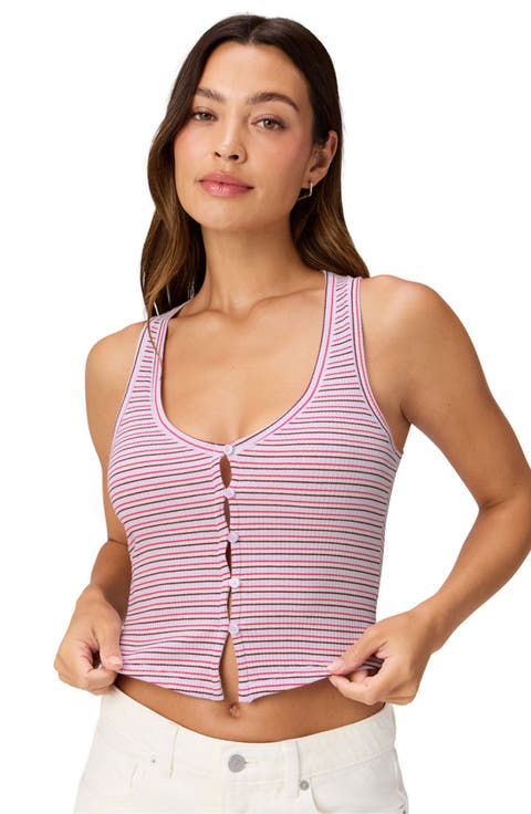 Modal Rib V-neck Button Tank
