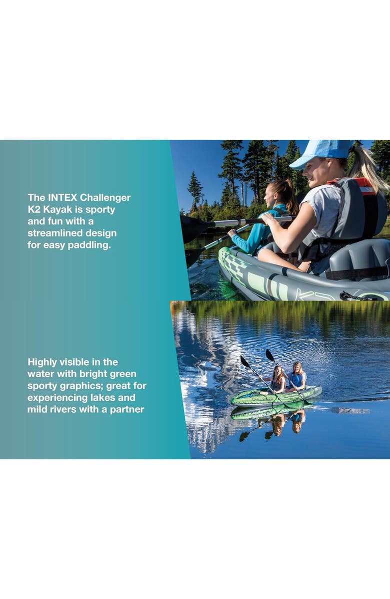 Intex Challenger K2, 2 Person 11.5 Foot Inflatable Kayak, Alternate, color, Multicolored