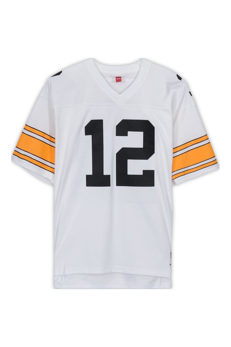 Terry Bradshaw Pittsburgh Steelers Autographed White Mitchell & Ness Replica Jersey with "HOF 89" Inscription, Alternate, color, White