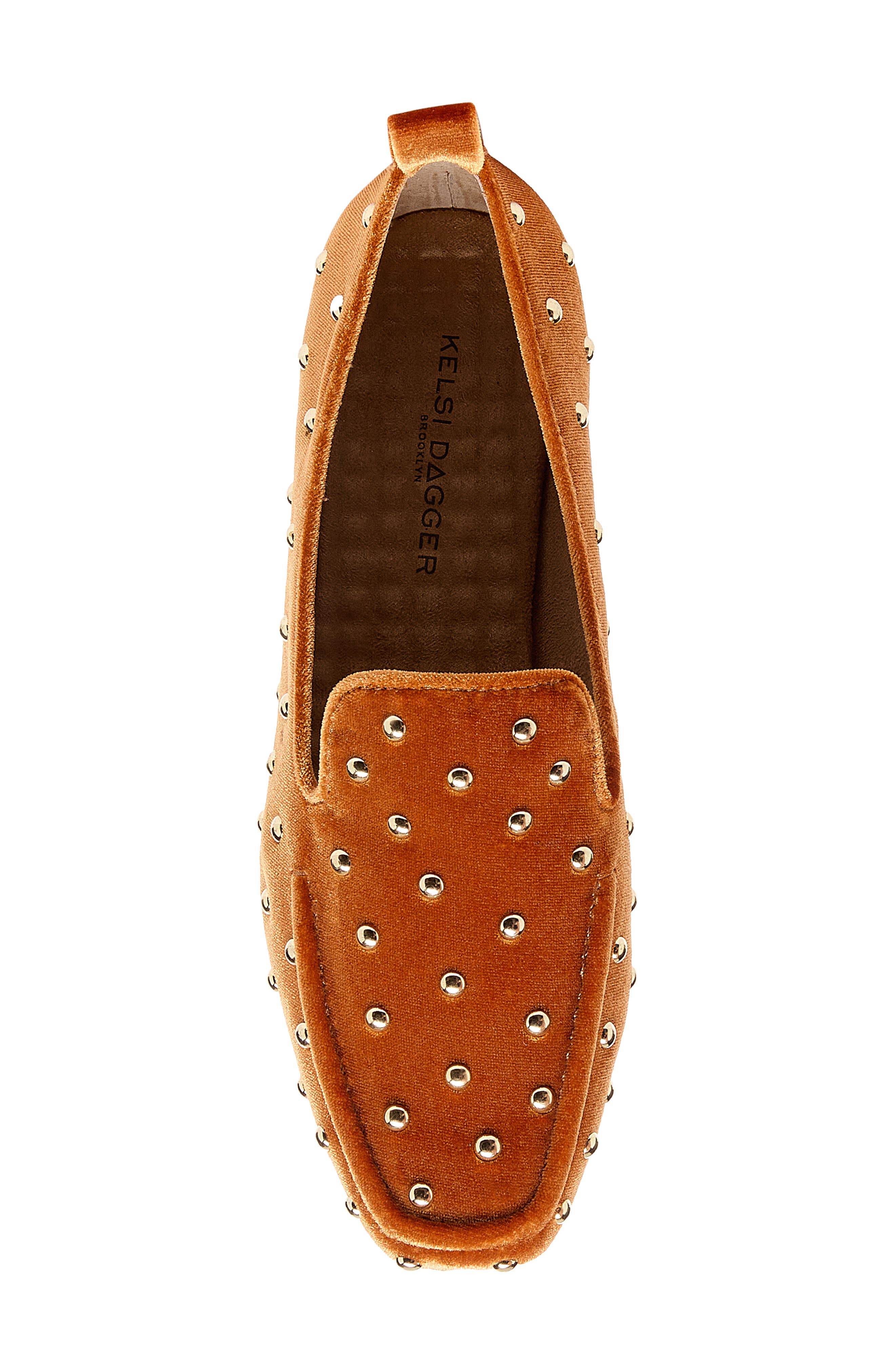 Kelsi Dagger Brooklyn Finley Studded Square Toe Flat, Alternate, color, Mustard
