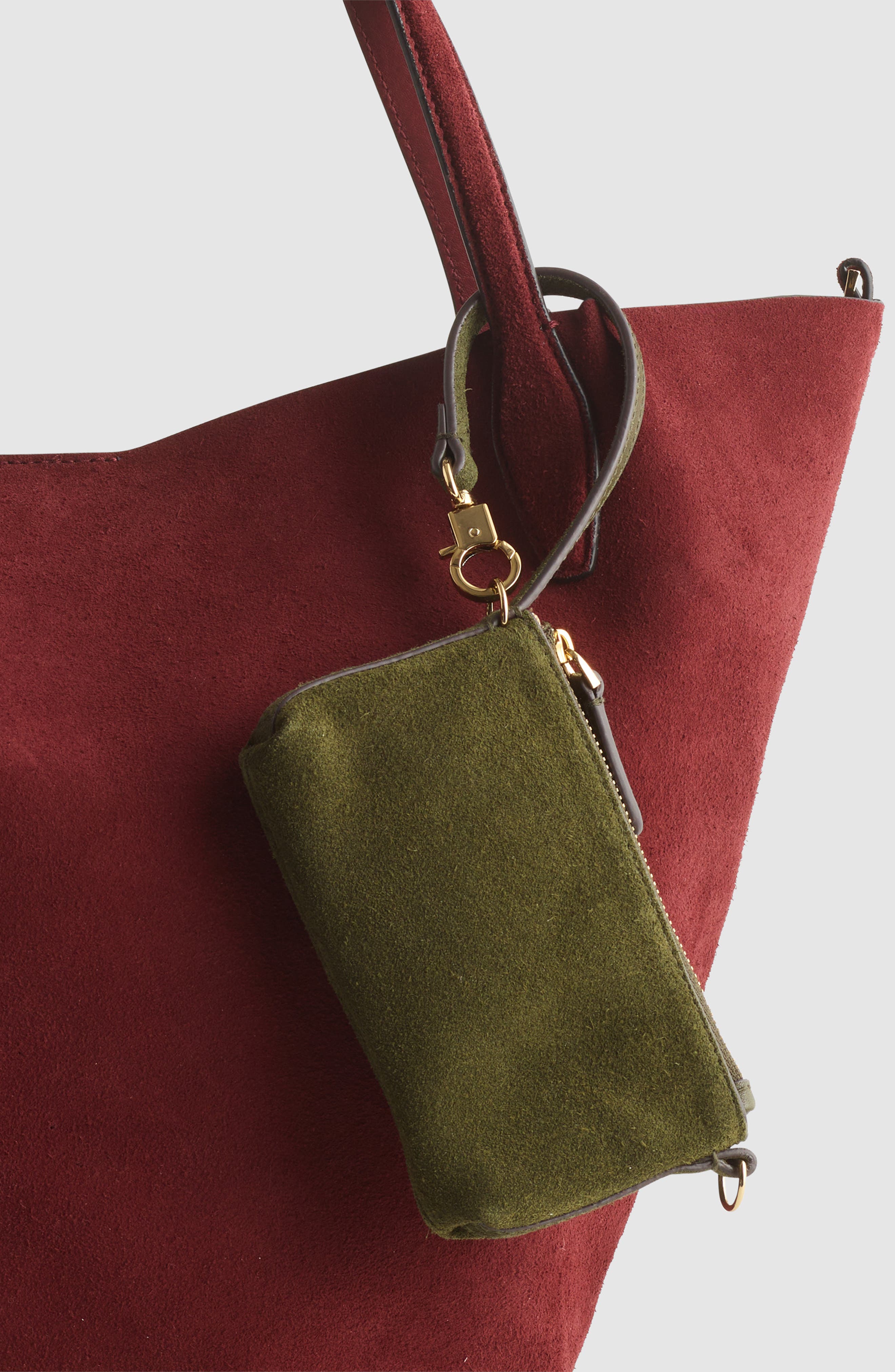 The Shopper Tote in Soft Grain Suede, Alternate, color, SANGRIA