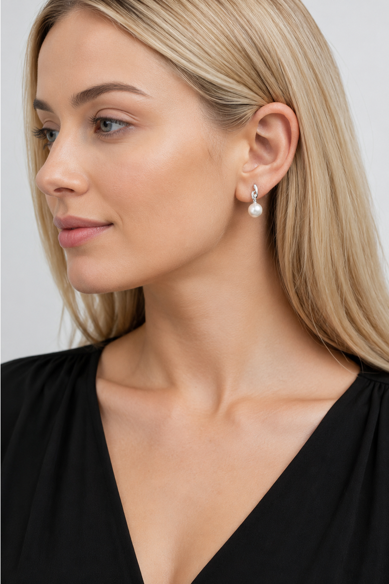 White South Sea Pearl & Diamond Lois Earrings, Alternate, color, White Gold