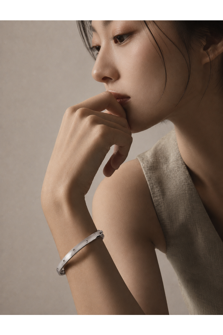 Starlit Grace 0.07 Ct Diamond Bangle in 925 Sterling Silver, Alternate, color, Sterling Silver