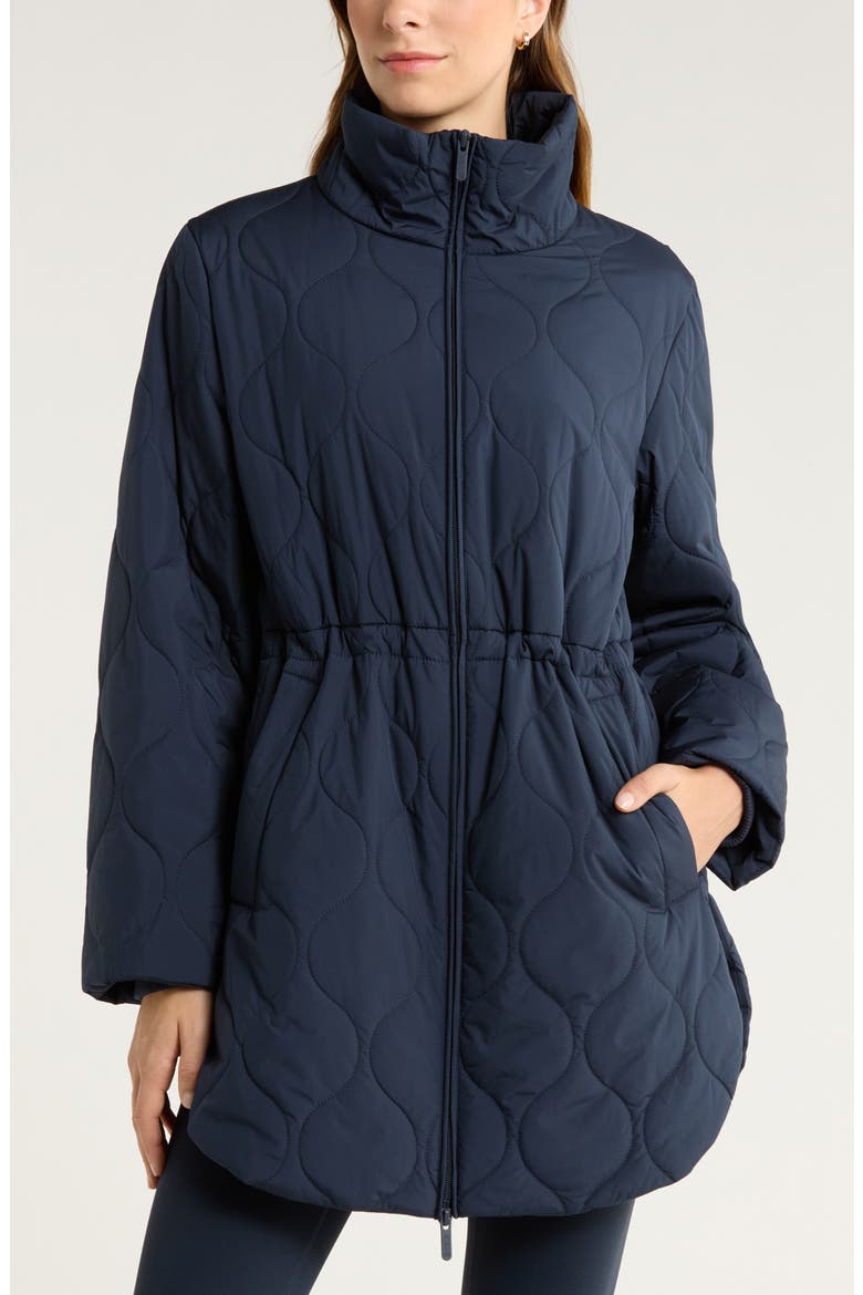 Skyline Longline Quilted Jacket, Alternate, color, NAVY SAPPHIRE
