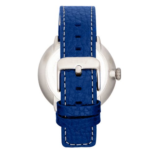 Simplify The 7100 Leather-band Watch W/date In Blue