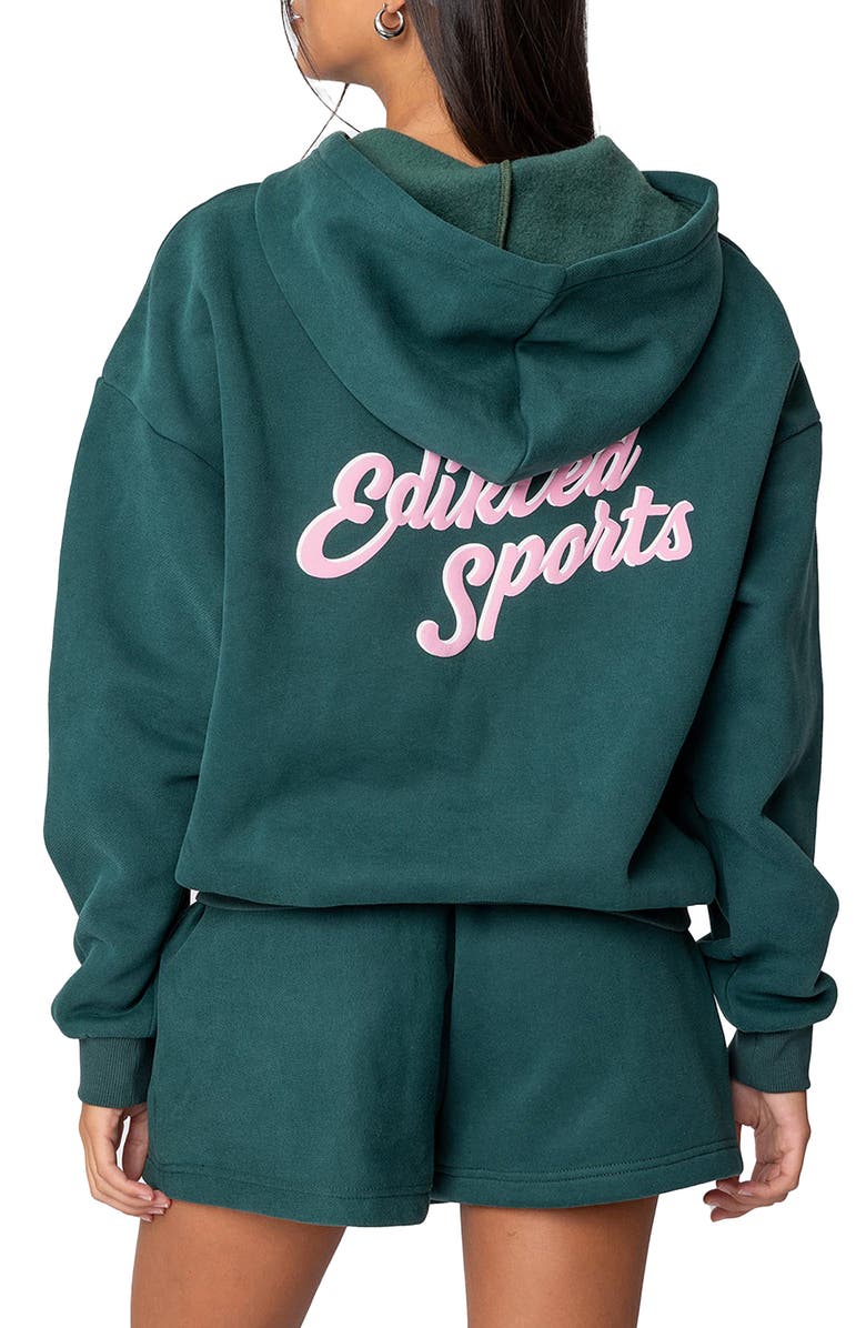 EDIKTED So Sporty Hoodie, Alternate, color, Green