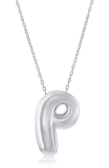 Simona Bubble Initial Pendant Necklace In Silver