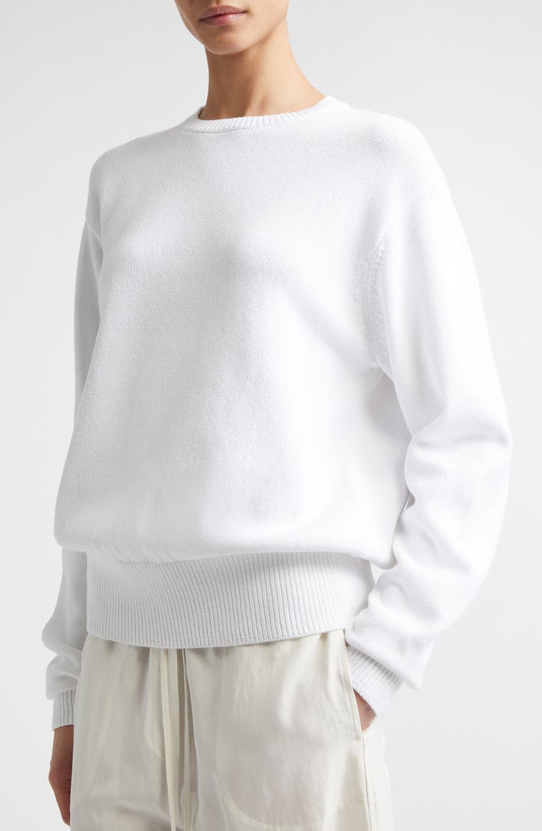 TOTEME Classic Organic Cotton Crewneck Sweater, Alternate, color, Optic White