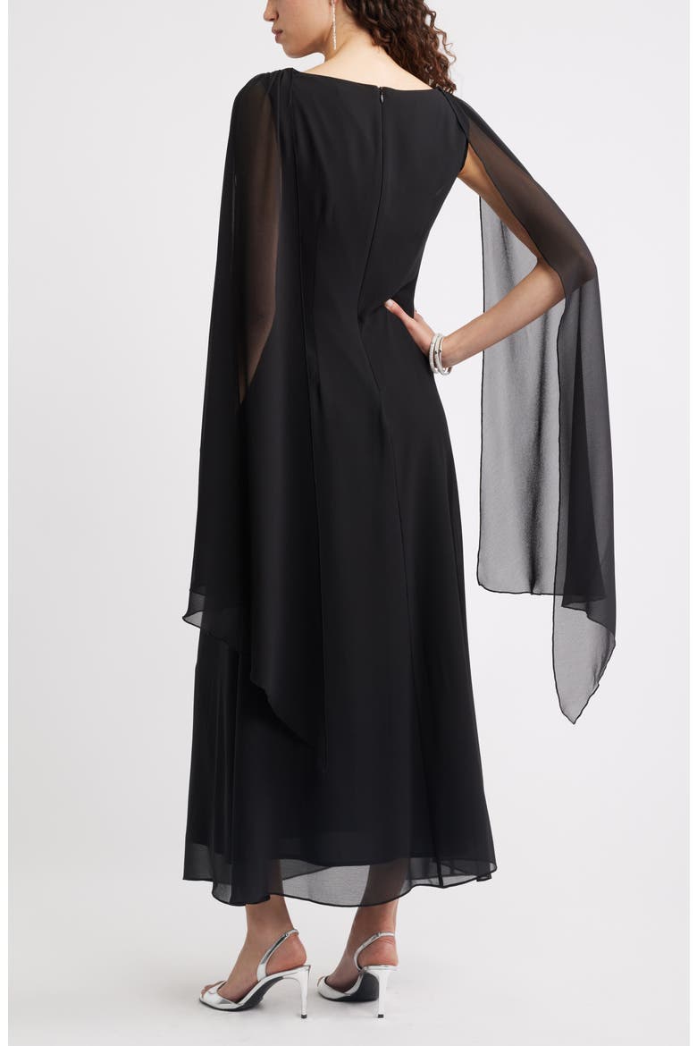Cowl Neck Maxi Cape Dress, Alternate, color, BLACK