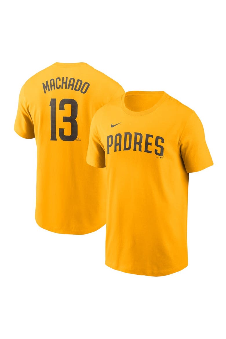 Men's Nike Manny Machado Gold San Diego Padres Fuse Name & Number T-Shirt, Alternate, color, Gold