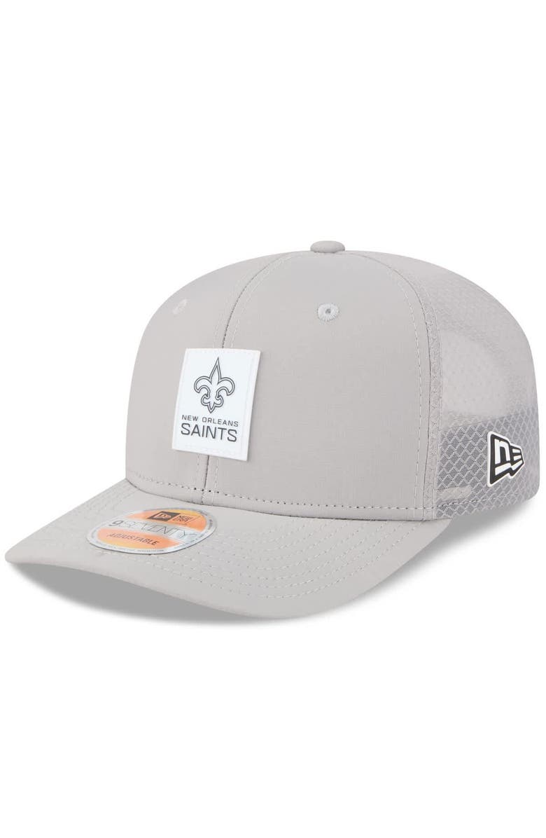 New Era Men's New Era Gray New Orleans Saints 2025 Sideline 9SEVENTY Adjustable Trucker Hat, Main, color, Gray