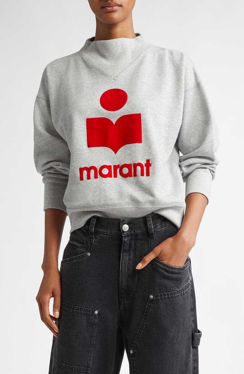 Isabel Marant Étoile Moby Mock Neck Logo Graphic Sweatshirt, Main, color, 