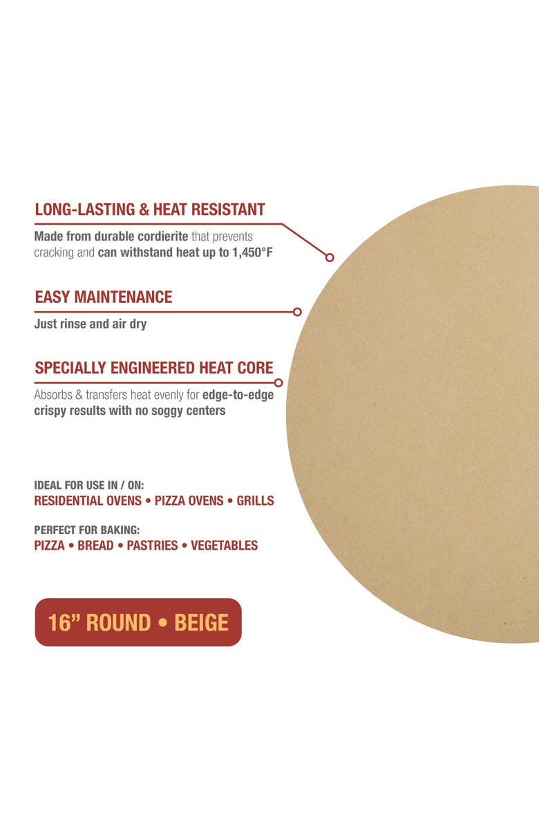 Old Stone Cordierite Round Pizza Stone, 16-Inch, Alternate, color, Beige