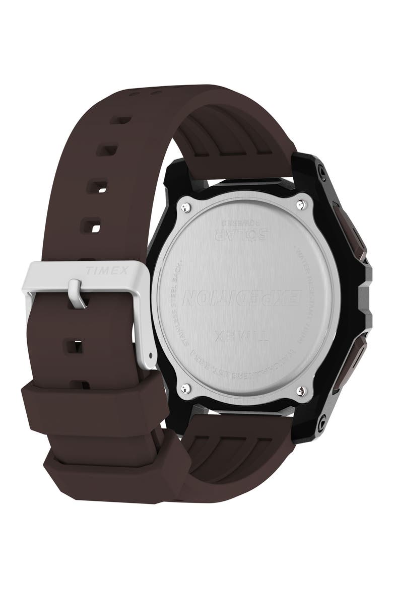 Expedition Ridge Solar Digital Silicone Strap Watch, 49mm, Alternate, color, BROWN