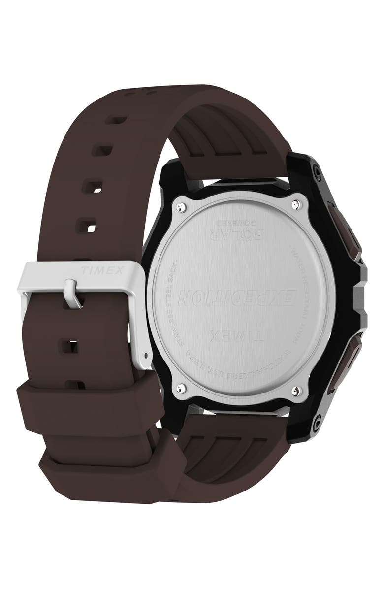 Timex<sup>®</sup> Expedition Ridge Solar Digital Silicone Strap Watch, 49mm, Alternate, color, Brown