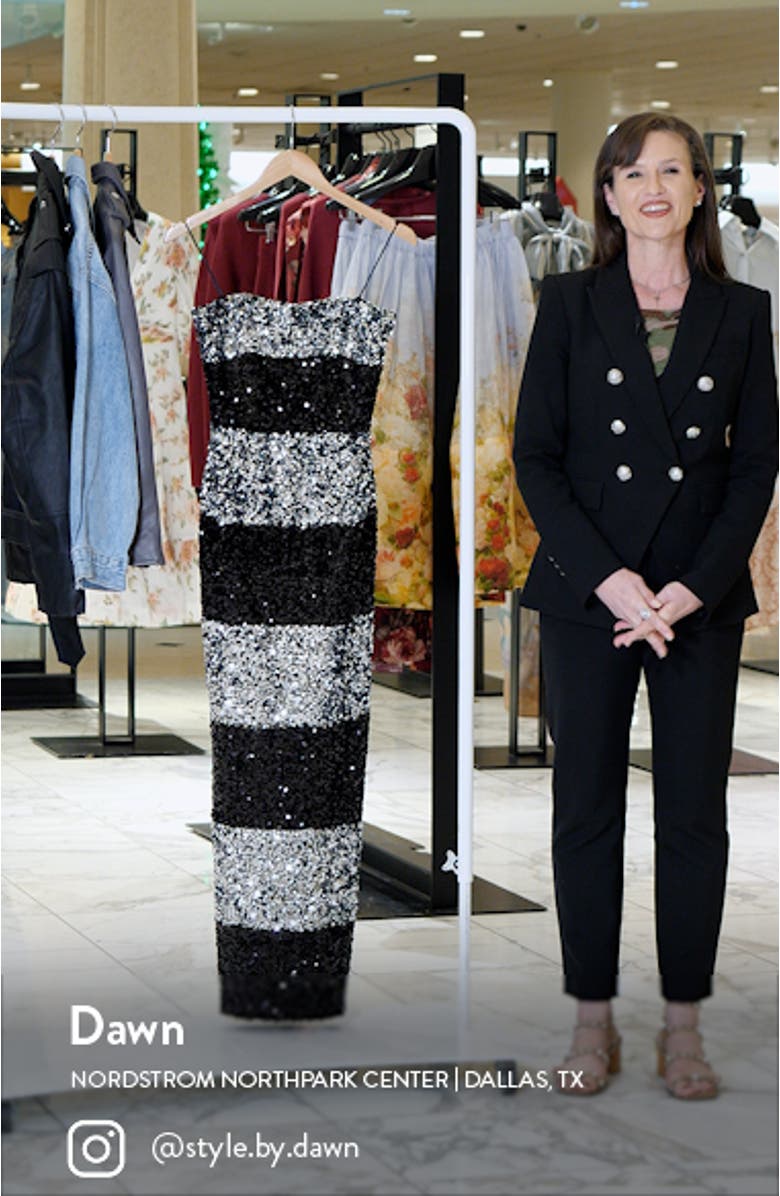 Caroline Colorblock Strapless Sequin Gown, sales video thumbnail