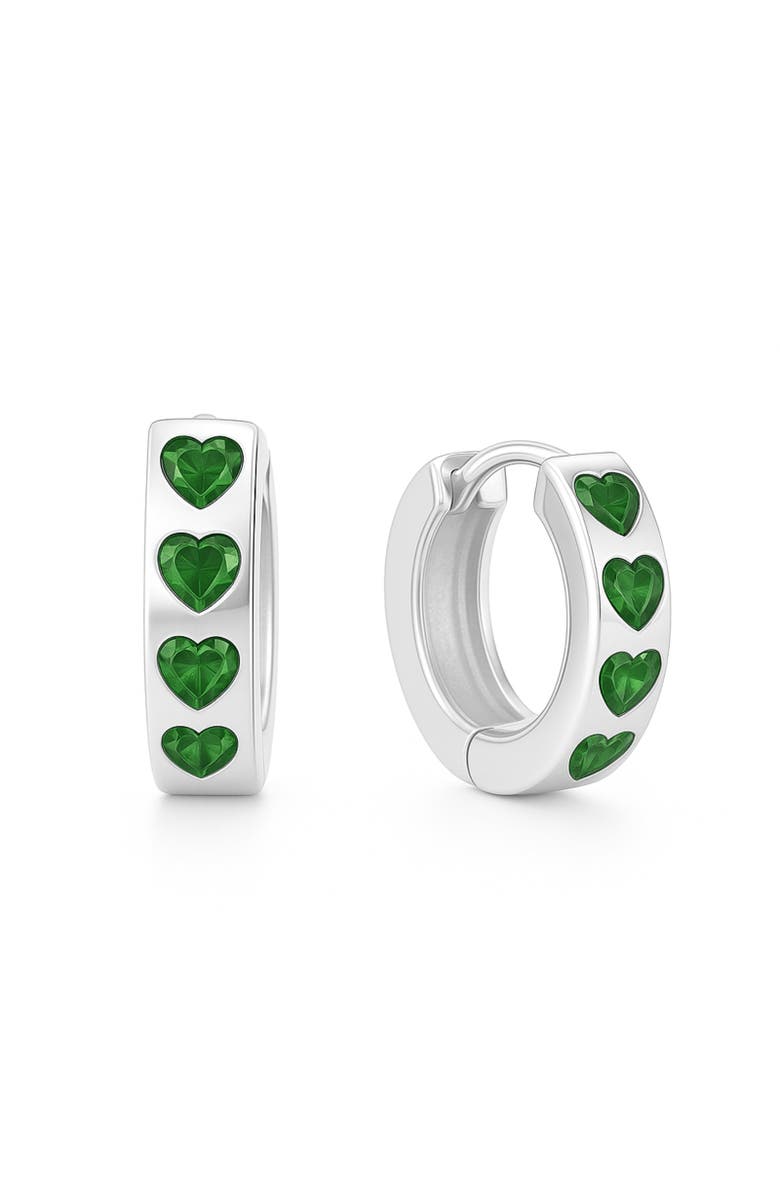 Donatello Gian Green Hearts Hoop & Stud Earring Set, Alternate, color, Green